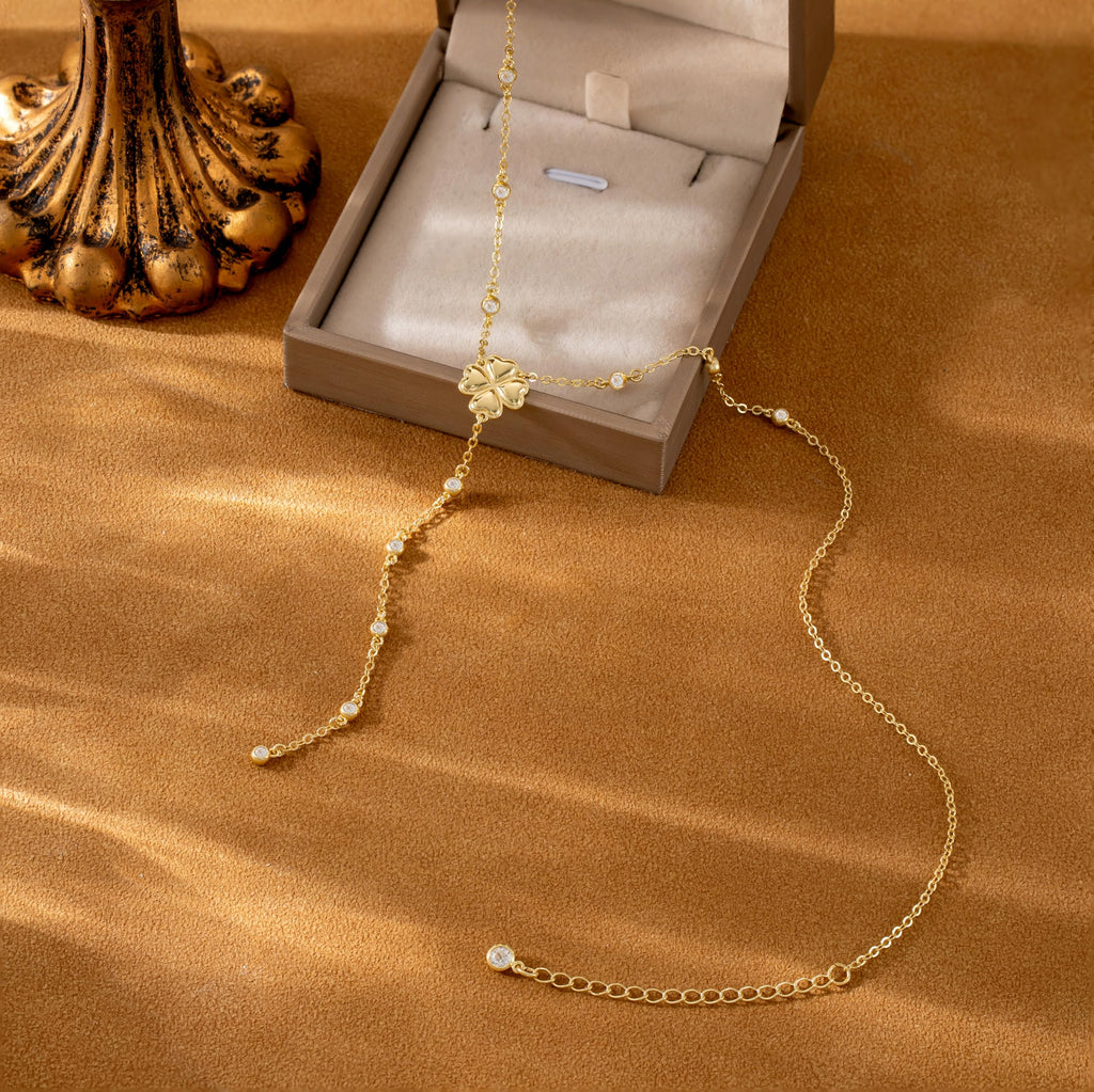 CHESKY Lariat Gold Necklace for Women, Dainty Long Necklace 14k Gold Plated Y-Shaped Pendant Necklace Trendy Layered CZ Beaded Chain Drop Necklaces Simple Gold Jewelry for Women Gifts