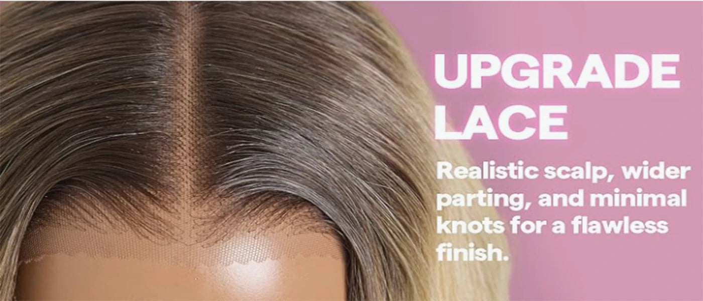 Glueless Lace Wig Wear and Go Synthetic Lace Front Wigs for Women Brown Highlights Body Wave Wig Middle Part Realistic Look