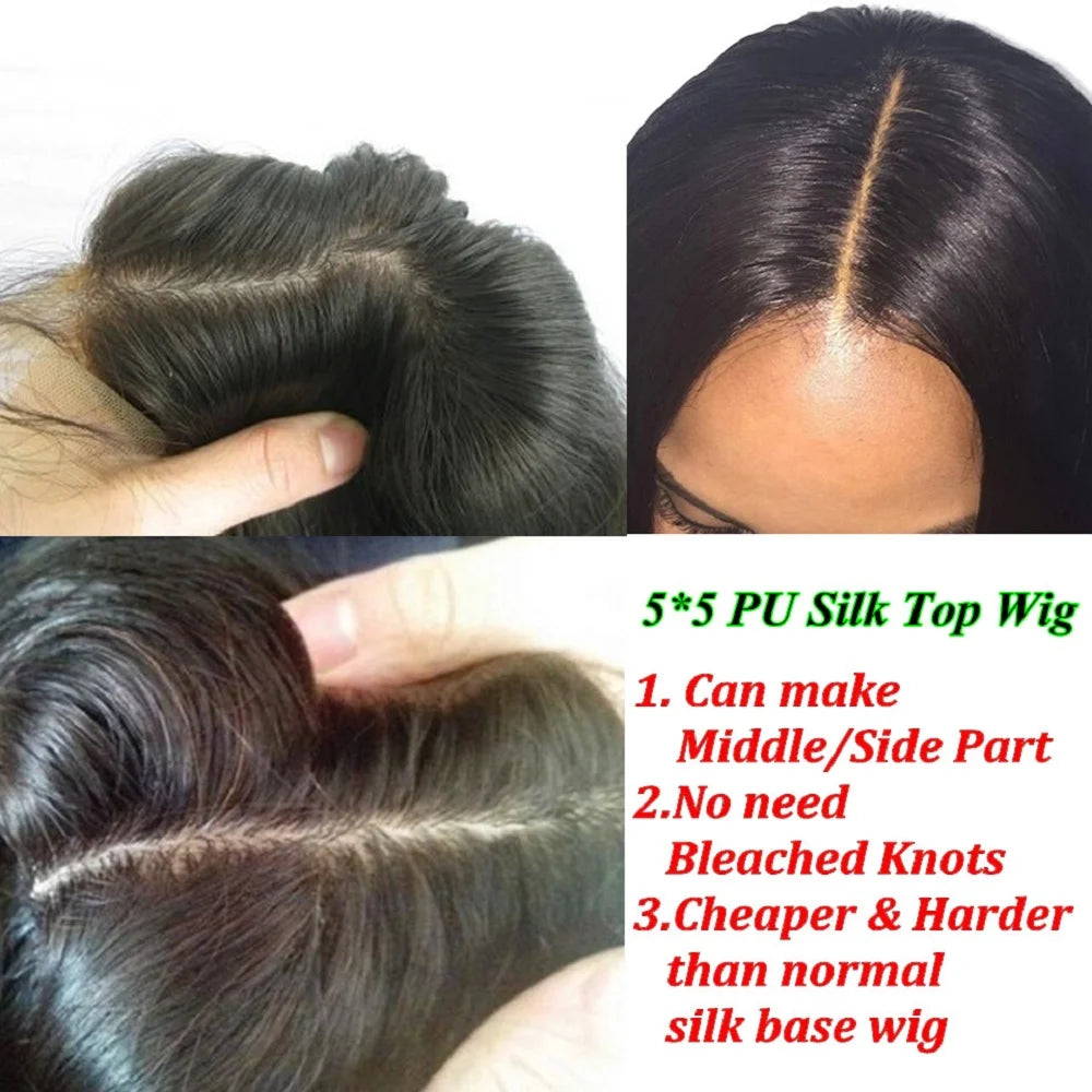 Glueless Full Lace Wigs Natural Wavy Dark Brown Human Hair HD Lace 13x6/360 Wigs With Natural Hairline 5x5 Silk Base Closure Wig