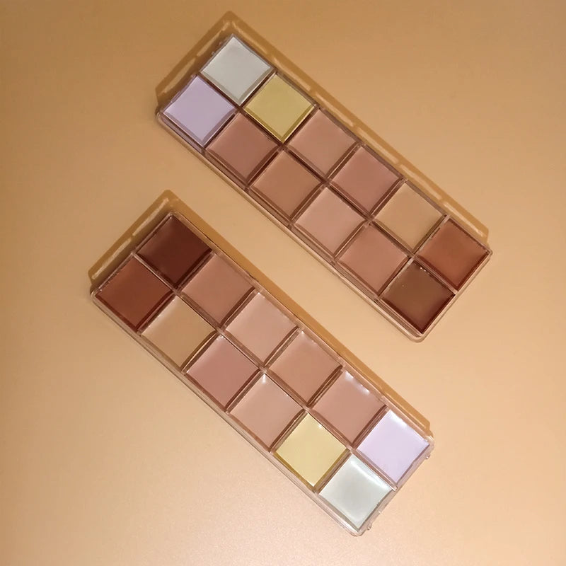 12 Color Concealer Palette Nude Contour Cream Acne Spot Dark Circles Cover Face Foundation Brighten Pigment Cosmetic Makeup Tool