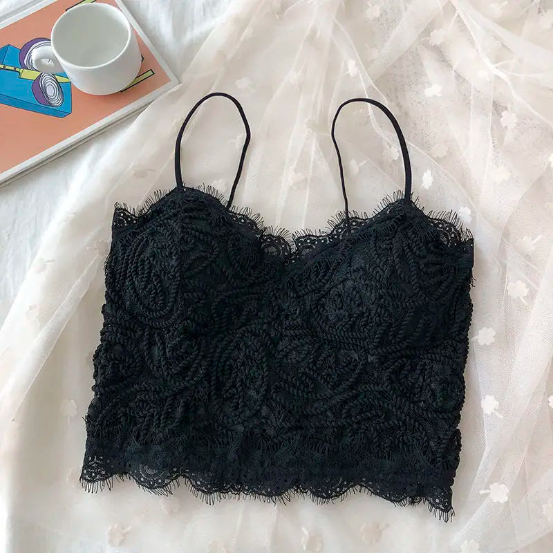 Lace Camis Women Sexy White Camisoles Sleeveless Crop Top Comfort Breathable Outwear Backless Spaghetti Strap Bralette Girl Ins