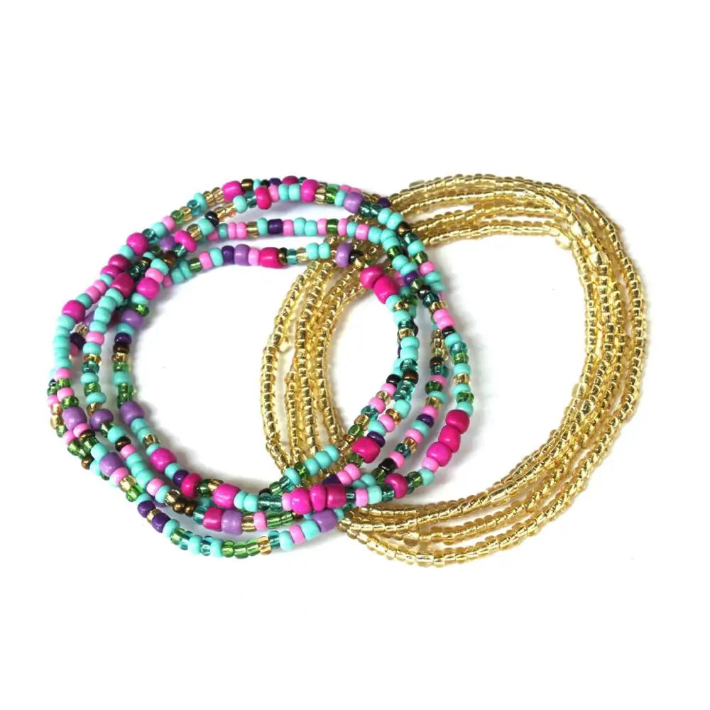 Bohemia Colorful Beaded Elasticity Waist Belly Chain for Women Girl 2023 Fashion Summer Beach Waistband Bikini Beads Jewelry