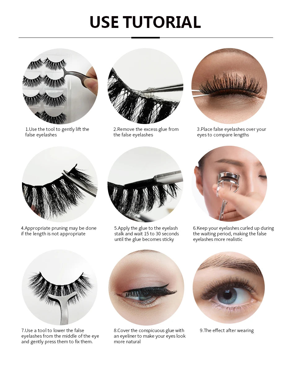 1 Pair Magnetic Lashes For Eye With Winged Ends Soft Reusable Magnetic Eyelashes Natural Look 3D False Lashes Makeup With Tool