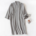 2026 Japanese-style kimono spring and summer new 100% cotton crepe ladies thin nightgown men bathrobe robe home service pajamas