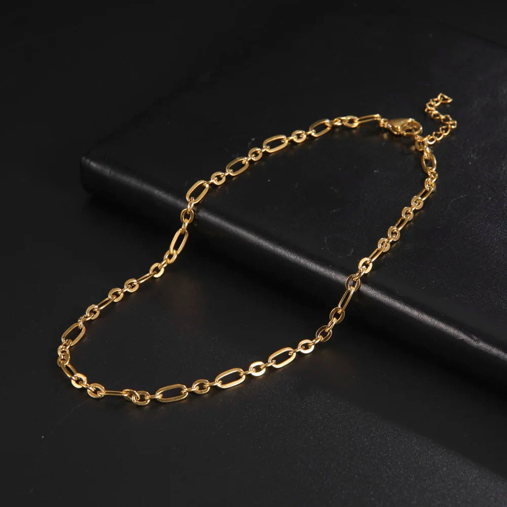 My Shape Paperclip Chain Stainless Steel Choker Necklaces for Men Women Link Oval Cable Chain Fashion Jewelry DIY Accessories