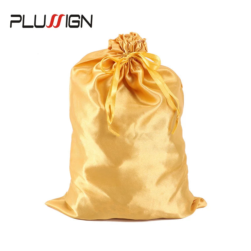 Satin Storage Bags 25*35cm wig storage Satin Wig Bags Black Pink Soft Silk Wig Bag For Hair Wig Packaging Tools