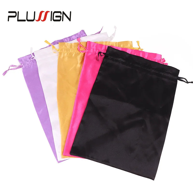 Satin Storage Bags 25*35cm wig storage Satin Wig Bags Black Pink Soft Silk Wig Bag For Hair Wig Packaging Tools