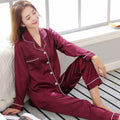 Sleepwear Couple Silk Satin Solid Color Pajama Sets Long Button-Down Pijama Plus Size Home Clothes Pyjamas Women Men Loungewear
