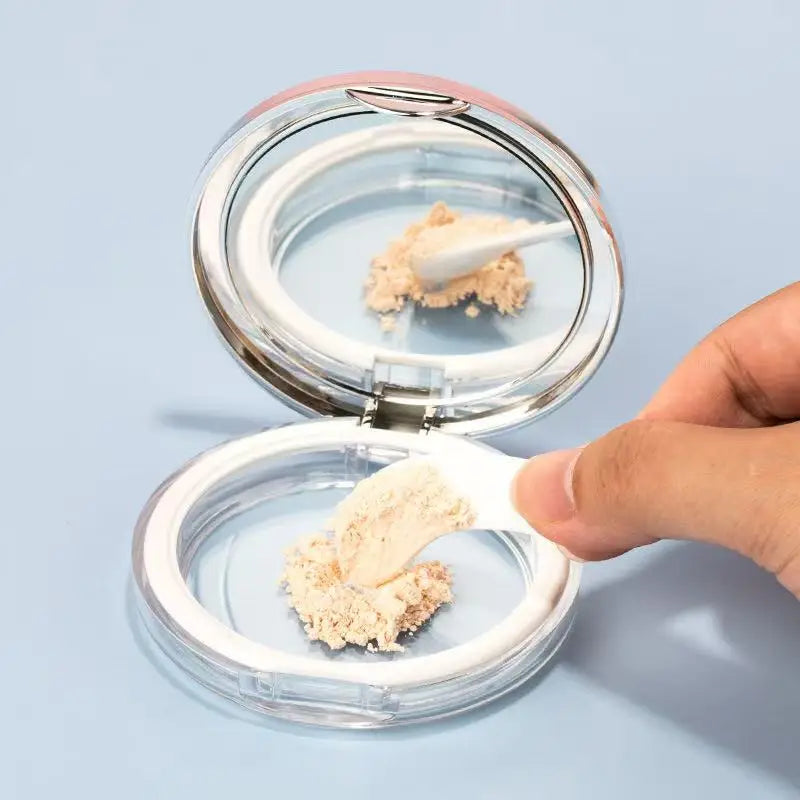 1 empty loose powder container with powder puff, plastic loose powder compact box, cosmetics, refillable powder puff box, loose