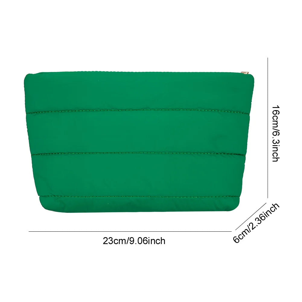 Fashion Cosmetic Bag for Women Cute Puffer Makeup Clutch Solid Toiletry Organizer Pouch Storage Pouches for Organization