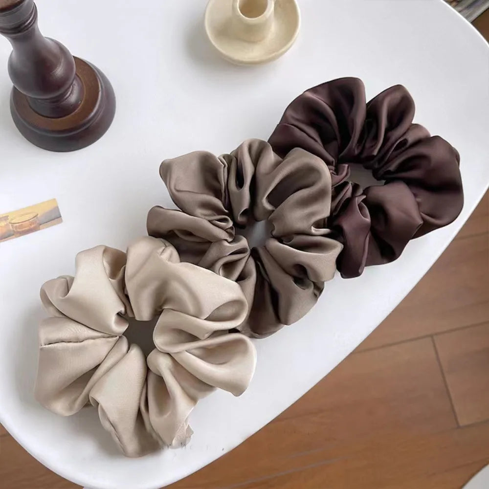 3pcs Luxury Satin Scrunchies Neutral Soft Silk Like Hair Ties Perfect for Elegant Daily Styles Minimalist Looks Chic Accessories