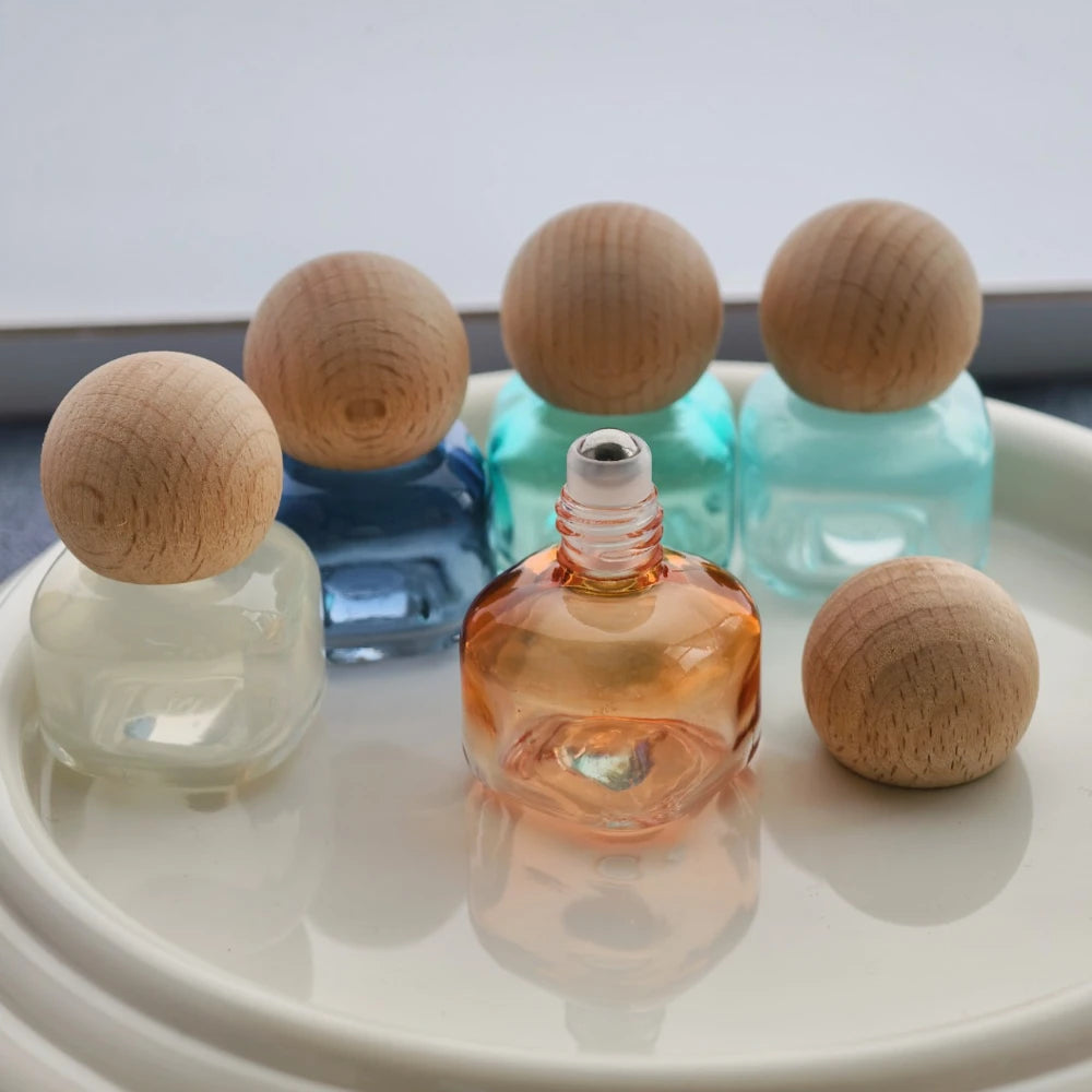 Essential Oil Glass Bottle Reusable Refillable Liquid Container Travel Size Roller Bottle Colorful Perfume Roller Ball Bottle