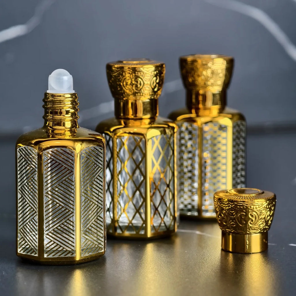 20ML Perfume Bottle Essential Oil Roll On Bottle Luxury Electroplated Glass Container Essential Oil Roll On Glass Bottle