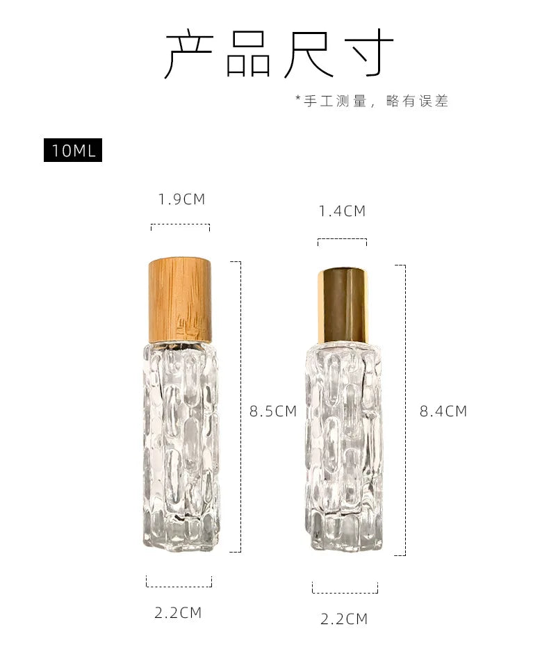 10ml Portable Thick Glass Roller Essential Oil Perfume Bottles Travel Refillable Rollerball Vial Travel Roll On Bottles Vials