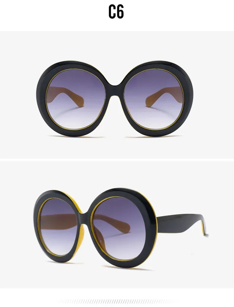 Oversized Round Sunglasses Women Men Luxury Brand Big Frame Sun Glasses Goggles Large Shades Unisex Riding Eyeglasses