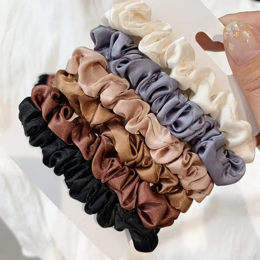 6pcs Satin Hair Scrunchies for Women Softer Than Silk Scrunchies Solid Color Hair Rope Satin Hair Ties Hair Accessories