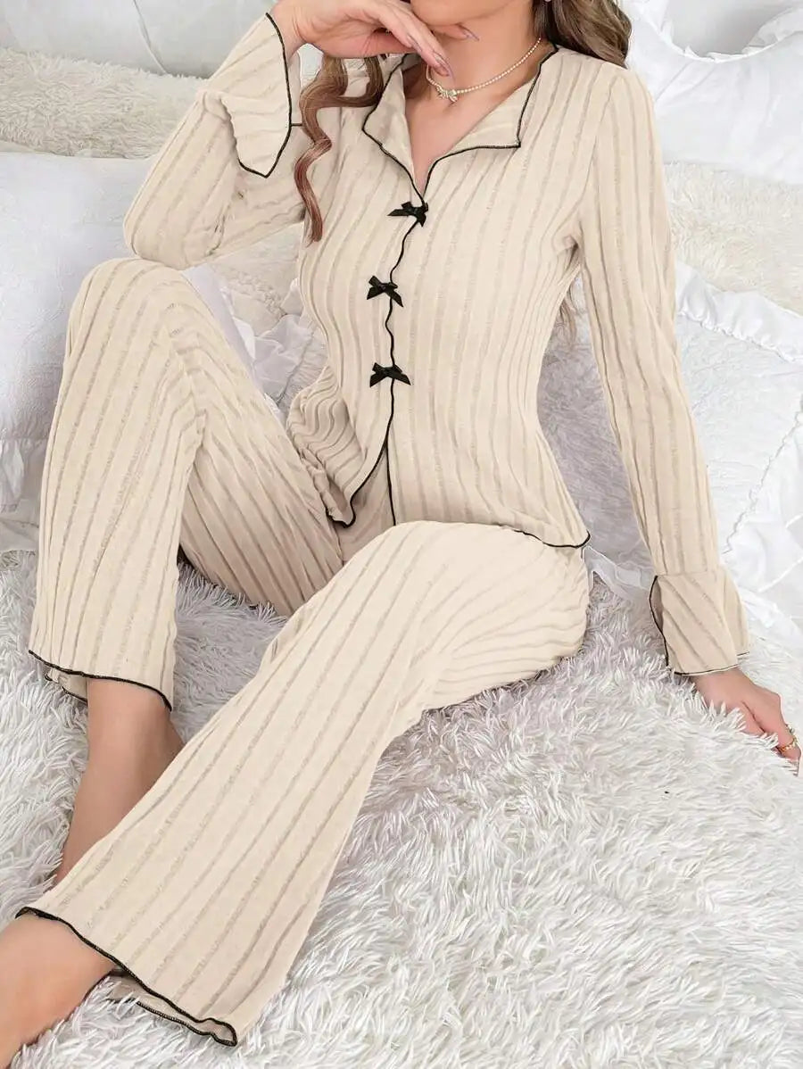 Pajama Set Pantsuit Women's Pajamas Summer Pajamas Long Sleeve Homewear & Casual Wear Women's Pajama Set Women's Loungewear