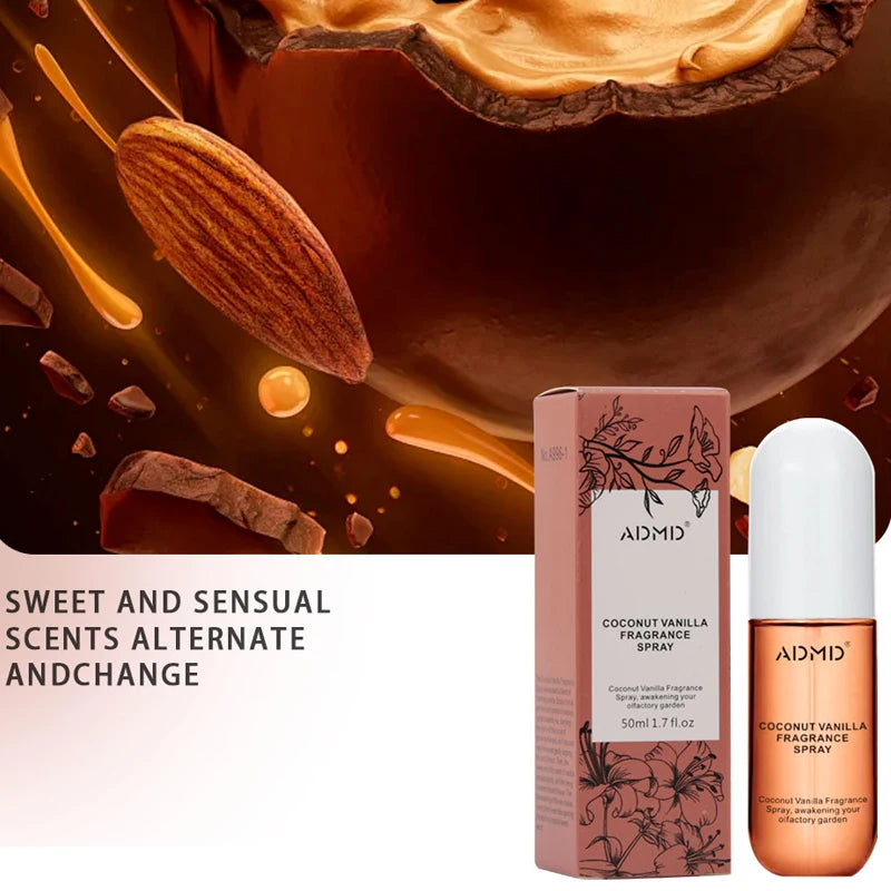 2 Pcs Coconut Rose Fragrance Spray Hair & Body Fragrance Mist Fresh Long Lasting Fragrance Perfume Travel Size Freshener Spray