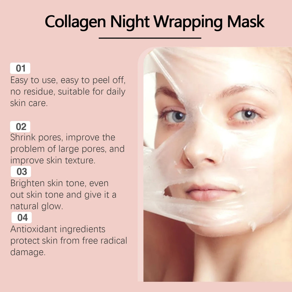 Deep Collagen Mask Peel Off Mask Anti Wrinkle Lifting Face Skin Care Masks Bio Pack Night Wrapping Woman Overnight Skin Hydrates