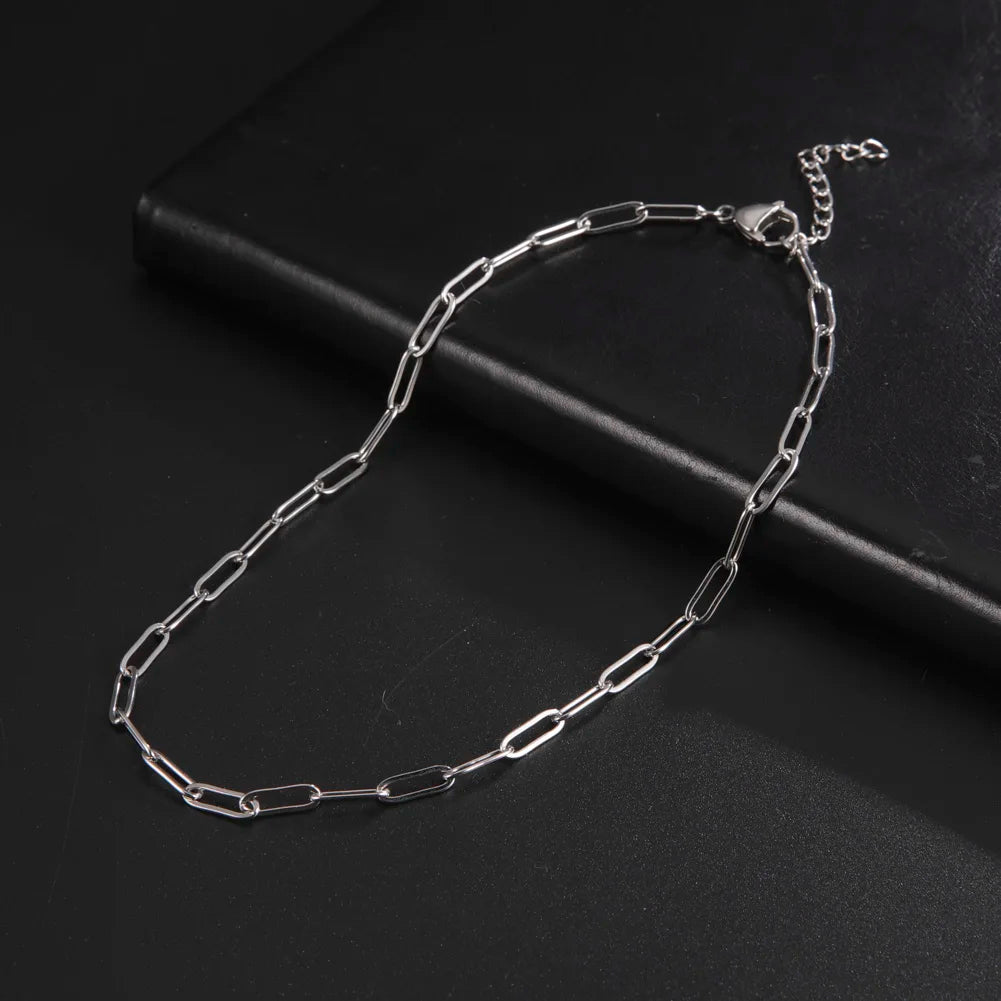 My Shape Paperclip Chain Stainless Steel Choker Necklaces for Men Women Link Oval Cable Chain Fashion Jewelry DIY Accessories