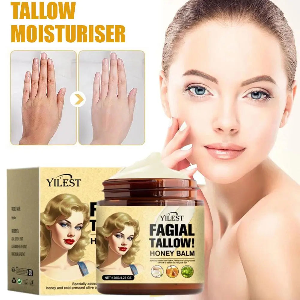 120g Whipped Beef Tallow And Honey Balm Beef Tallow Face Moisturizer Face & Body Skin Care Grass Fed Grass Finished Face Cream