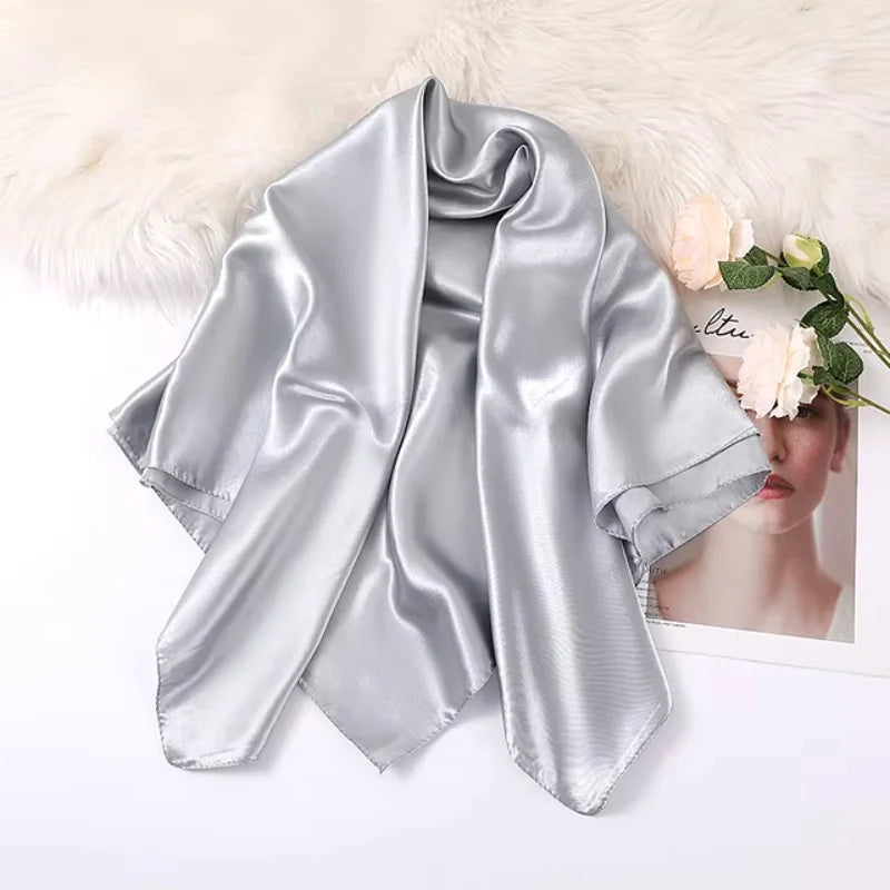 90x90cm Satin Scarf for Women, Elegant Square Silk-Like Head Scarf & Neck Wrap – Classic Luxury Accessory