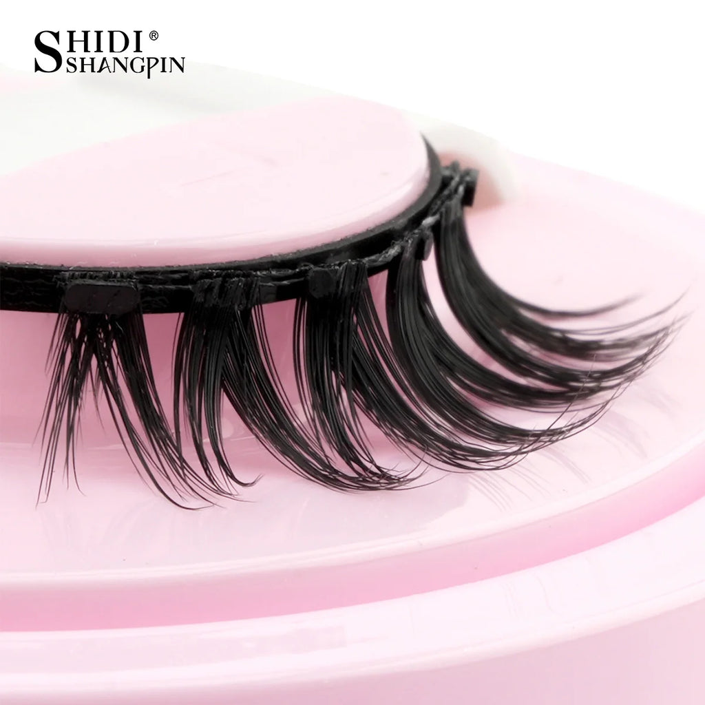 1 Pair Magnetic Lashes For Eye With Winged Ends Soft Reusable Magnetic Eyelashes Natural Look 3D False Lashes Makeup With Tool