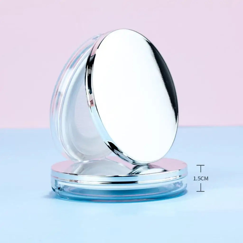 1 empty loose powder container with powder puff, plastic loose powder compact box, cosmetics, refillable powder puff box, loose