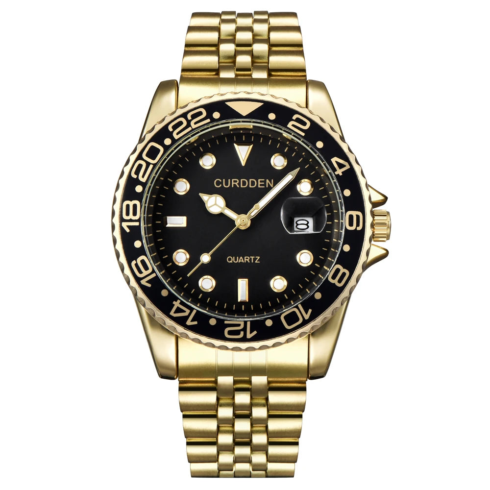 Men Original Brand Watches Gold Fashion Full Steel Band Simple Date Quartz Vintage Wristwatch Silver Montre Homme Reloj Hombre