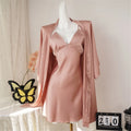 2 Pcs Nighty&Bathrobe Sets Bride Bridesmaid Wedding Robe Gown Womens Sleepwear With Belt Nightgown Loose Kimono