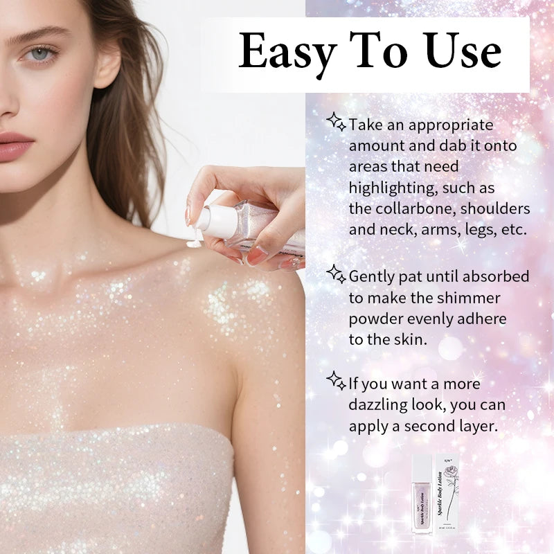 Shimmer Body Oil/Lotion,Glitter Fairy Highlight Powder Bride Wedding Highlight Powder To Create Sparkle Makeup,for Gift/Party.
