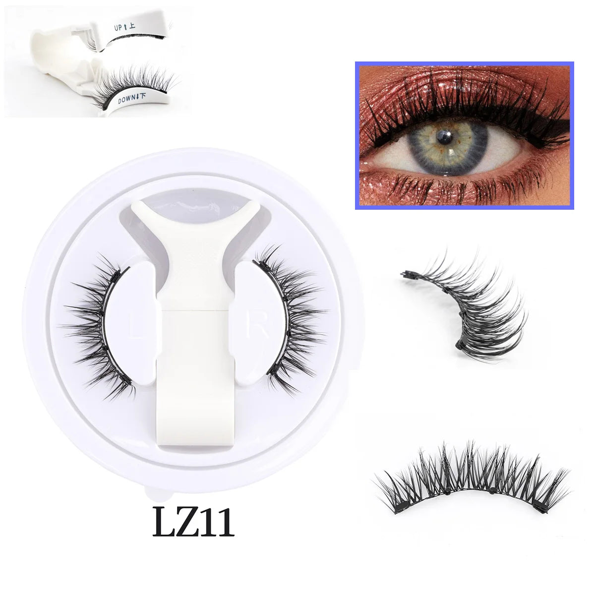 1 Pair Magnetic Lashes For Eye With Winged Ends Soft Reusable Magnetic Eyelashes Natural Look 3D False Lashes Makeup With Tool