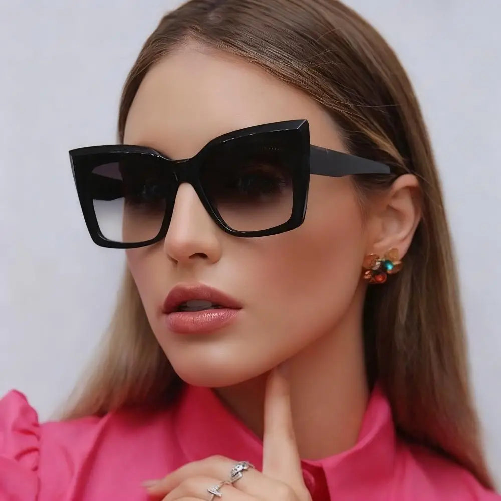 Cat's Eye Trendy Large Frame Sunglasses, Retro Fashion, Internet Celebrity Style, Natural Sunshade Sunglasses