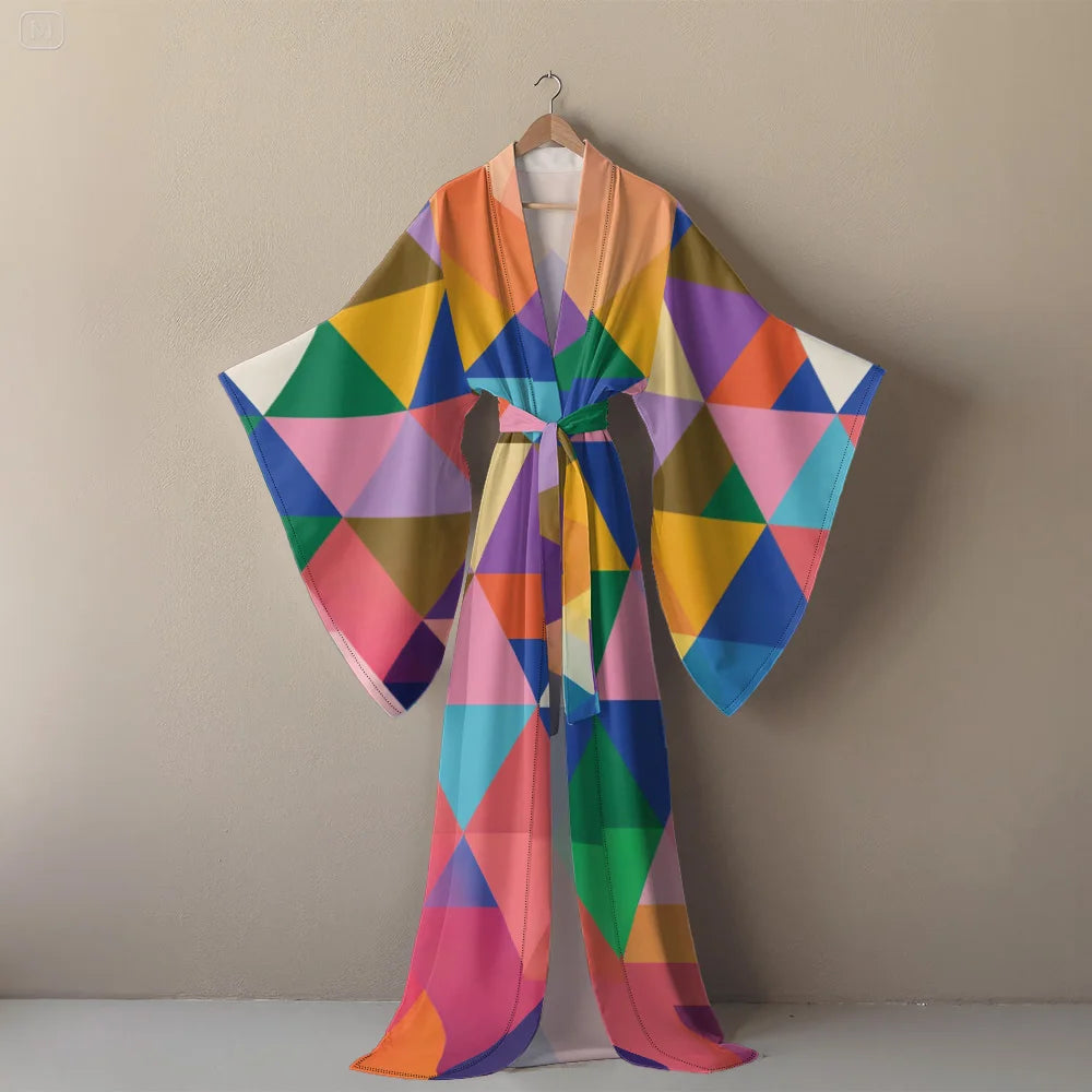 Women's Sexy Floor-Length Nightgown Super Soft & Stretchy Sleep Robe with Bohemian Star Print Deep V-Neck & High Slit Sleepwear