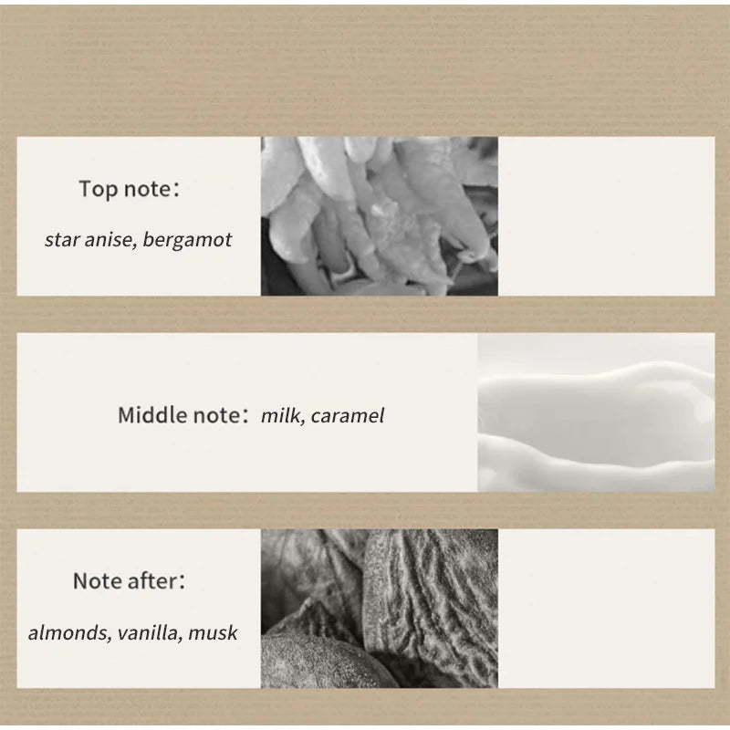 Milk Caramel Oriental Cuisine Perfume Spray,Dessert Shop Series Women Lasting Scent,Almond/Vanilla/Musk/Cinnamon Fragrance Mist