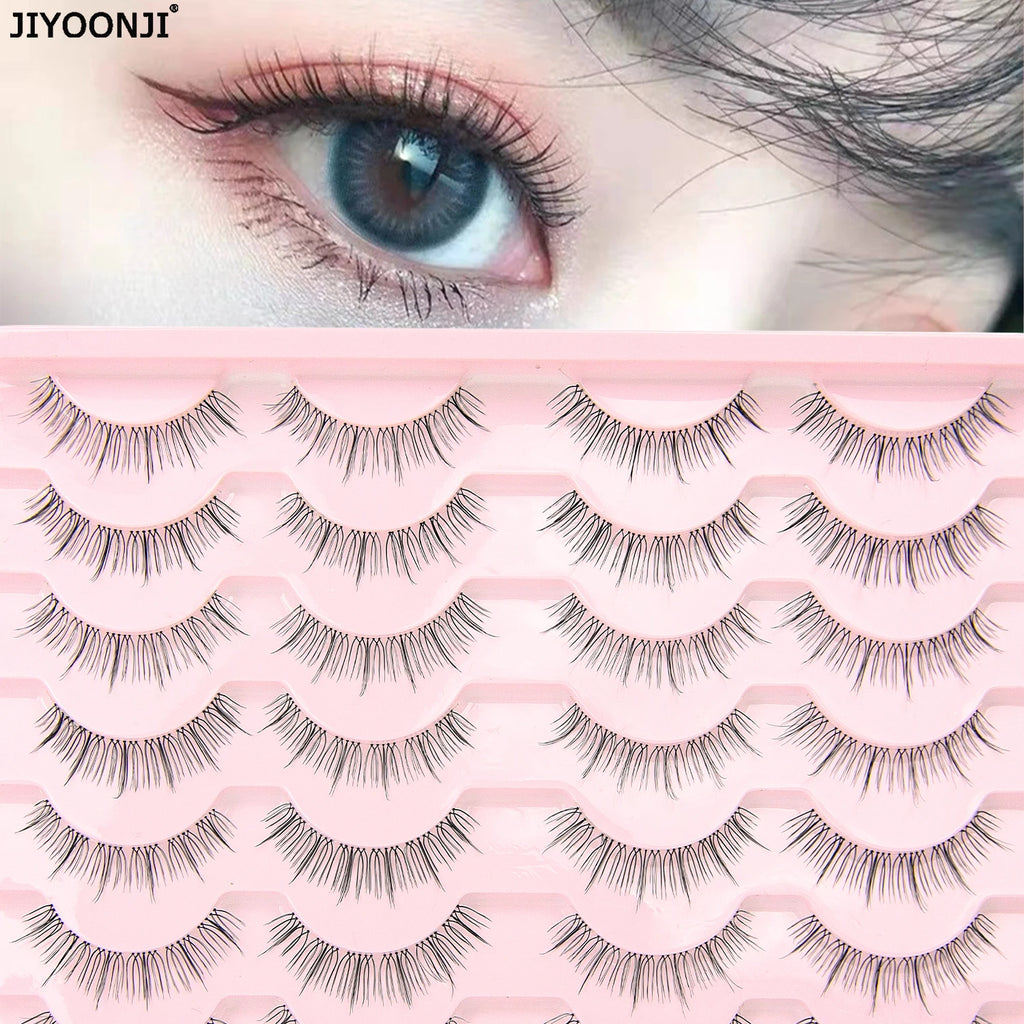 14 Pairs of Natural False Eyelashes in U-shaped Female Group Design with Transparent Band Design and Korean Cartoon Eyes and Han