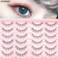 14 Pairs of Natural False Eyelashes in U-shaped Female Group Design with Transparent Band Design and Korean Cartoon Eyes and Han