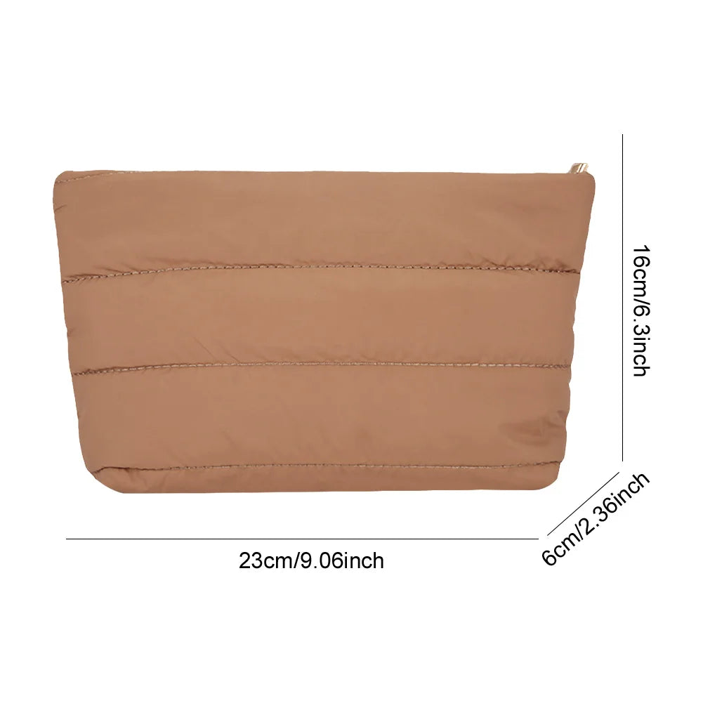 Fashion Cosmetic Bag for Women Cute Puffer Makeup Clutch Solid Toiletry Organizer Pouch Storage Pouches for Organization