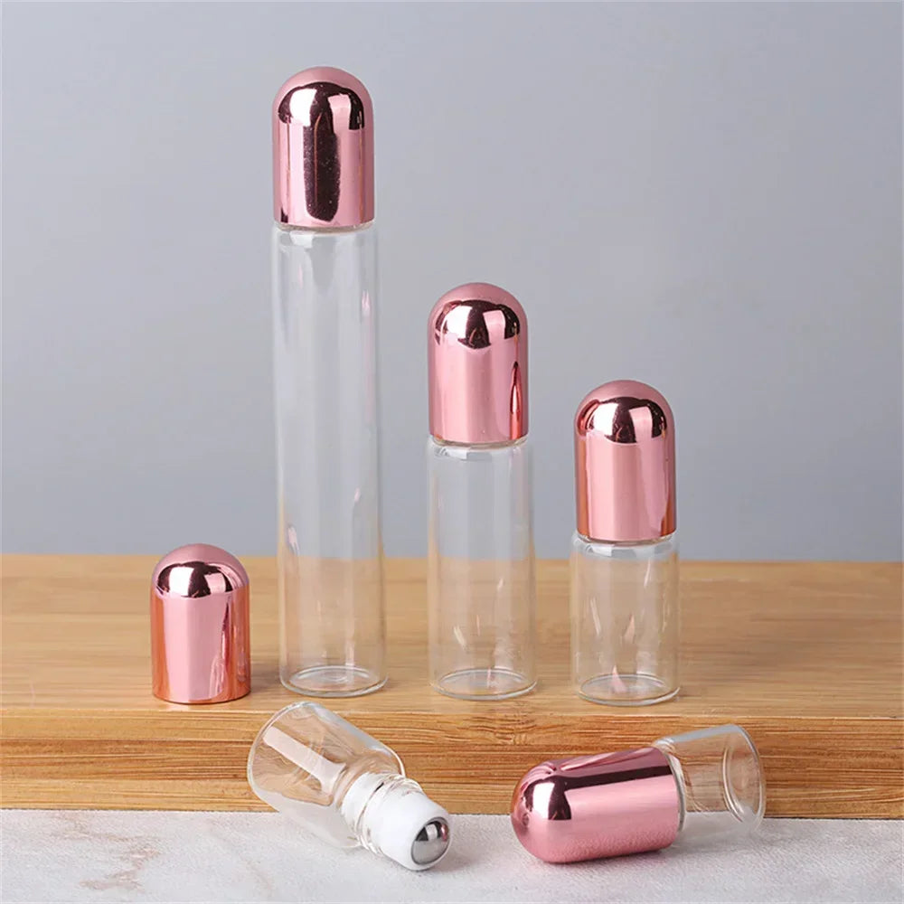 Travel Essentials Glass Roller Bottle Sample Test Perfume Essential Oil Bottle Jars Vials Cosmetic Refillable Bottles For Travel