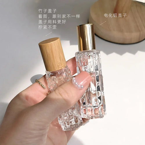 10ml Portable Thick Glass Roller Essential Oil Perfume Bottles Travel Refillable Rollerball Vial Travel Roll On Bottles Vials