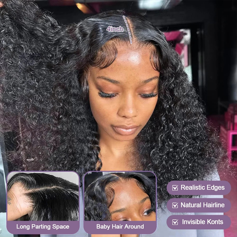 Human Hair Bob Pixie Cut Wig Double Knots Glueless Curly Water Wave 13x4 Pre-Cut Bleached No Glue Wig Remy 30s Easy Install
