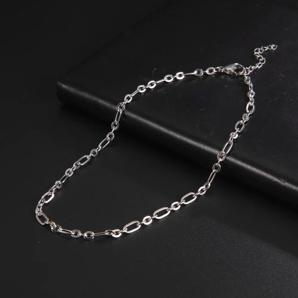 My Shape Paperclip Chain Stainless Steel Choker Necklaces for Men Women Link Oval Cable Chain Fashion Jewelry DIY Accessories