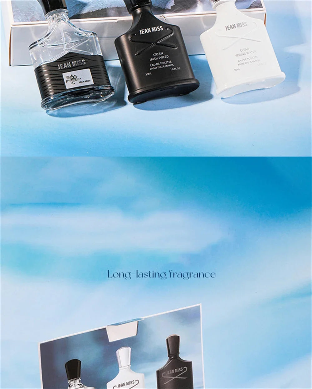 Perfume For Men Gift Box 3pcs Set Lasting Cologne Scent Fresh Natural JEAN MISS Brand Parfum Charming Man Perfumes Hombres