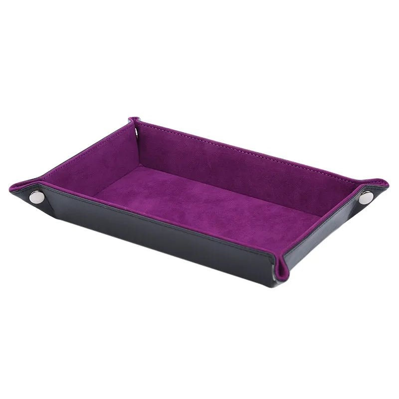Earrings, Necklaces, Bracelets Jewelry Storage Tray Table Games Key Wallet Coin Trays Sundries Tray PU Leather Folding Dice Tray