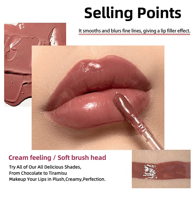 Clear Lip Gloss Makeup Hydrating Pearlescent Glitter Plumping Moisturizing Natural Pink Lip Glaze Reduce Lip Wrinkles Lips Care