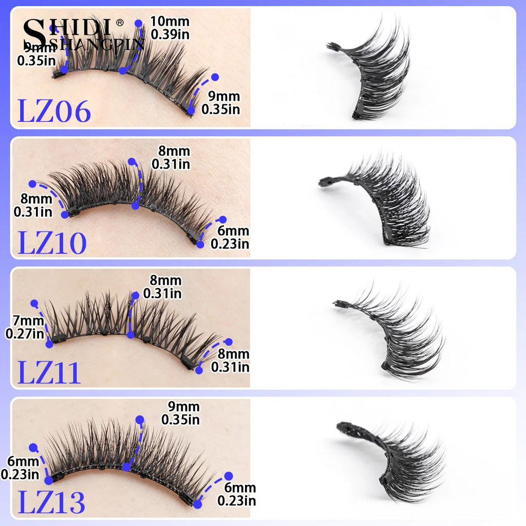 1 Pair Magnetic Lashes For Eye With Winged Ends Soft Reusable Magnetic Eyelashes Natural Look 3D False Lashes Makeup With Tool