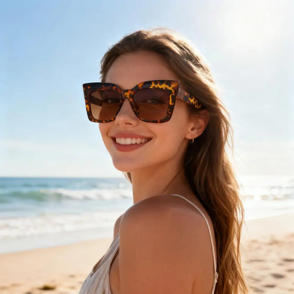 Cat's Eye Trendy Large Frame Sunglasses, Retro Fashion, Internet Celebrity Style, Natural Sunshade Sunglasses