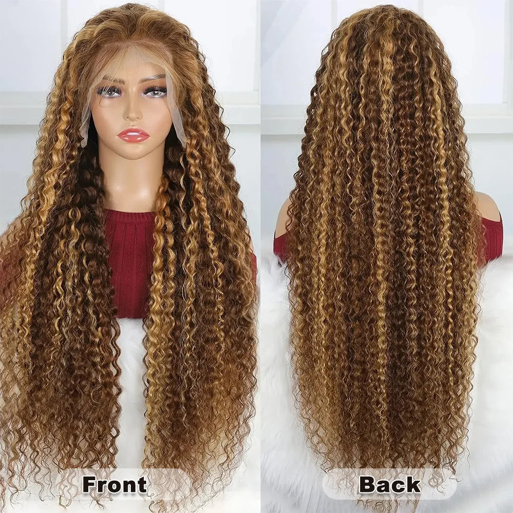 13x6/13X4 HD Lace Frontal Wig Honey Blonde Highlight Deep Wave Wigs 100%Human Hair Wig 13x4 Lace Front Human Hair Wigs For Women