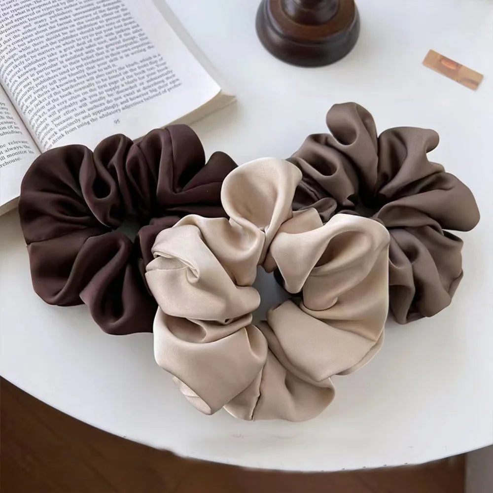 3pcs Luxury Satin Scrunchies Neutral Soft Silk Like Hair Ties Perfect for Elegant Daily Styles Minimalist Looks Chic Accessories