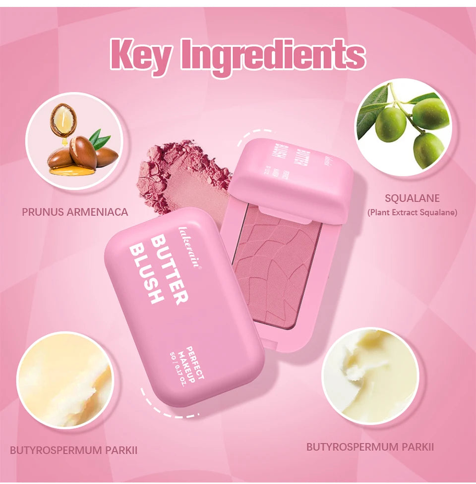 Makeup Powder Blush Waterproof And Sweat-proof High Pigment Long Lasting Pink Cream Blush Cosmetics Palette Powder Korean Makeup